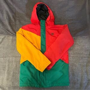 Kids Large DC Amo 10k Waterproof Ski Jacket Red Yellow Green